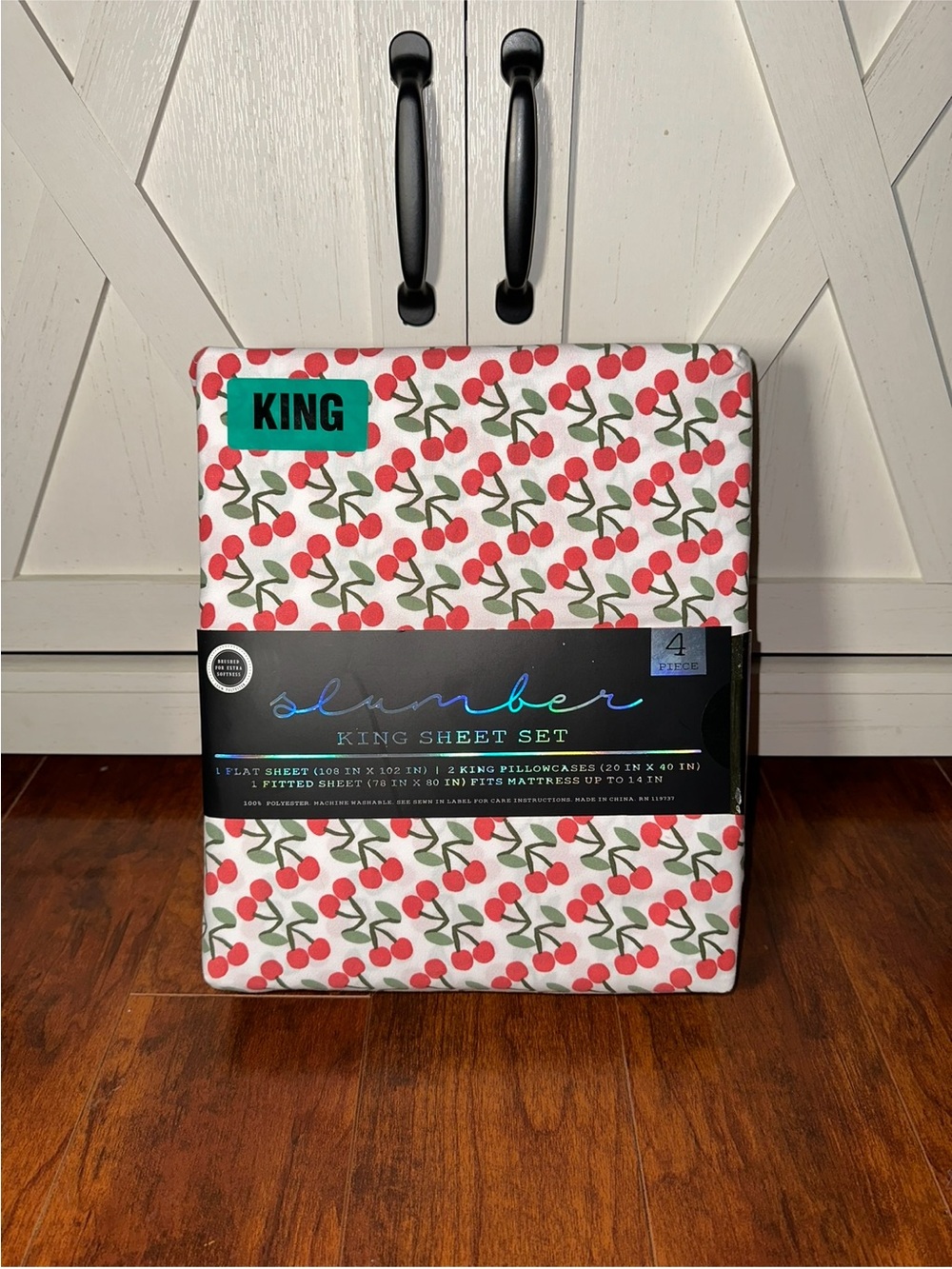 Slumber Cherry Print King Sheet Set